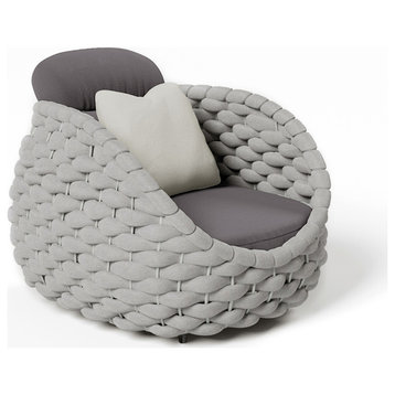 Tatta Modern Outdoor Chair Woven Textilene Rope Armchair With Removable Cushion