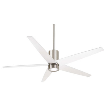 MinkaAire Nickel/White Symbio 56" 5-Blade Indoor LED Ceiling Fan w/ Remote