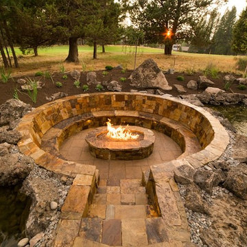Broken Top Landscape with Sunken Fire Pit and Water Feature
