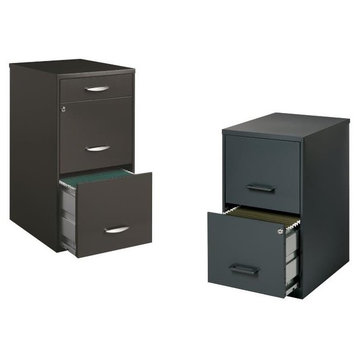 Value Pack (Set of 2) Drawer Filing Cabinet in Black and Charcoal