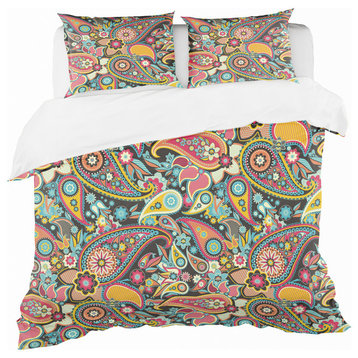 Traditional Asian Elements Paisley Bohemian Eclectic Bedding, Twin
