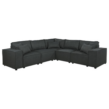 Jenson Reversible Modular Sectional Sofa, Dark Gray Fabric
