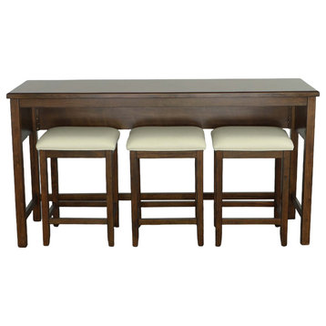 Study Hall Brown & Off White Counter Table With 3 Stools
