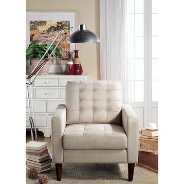 Rosevera Grana Tufted Buttons Arm Chair, Beige