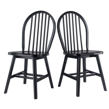 Windsor Set of 2 Chair Set, Black