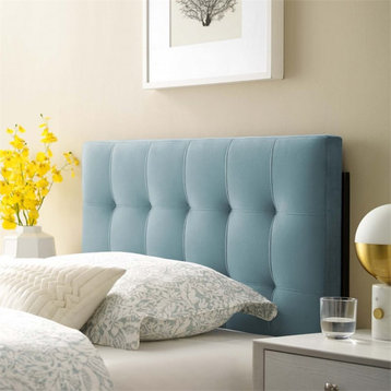 Modway Lily Biscuit Tufted Twin Performance Velvet Headboard in Light Blue