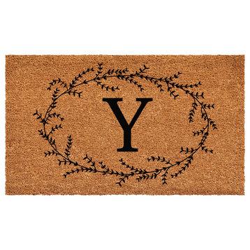 Calloway Mills Rustic Leaf Vine Monogrammed Doormat, 24"x48", Letter Y
