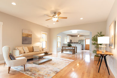Example of an arts and crafts living room design in Other