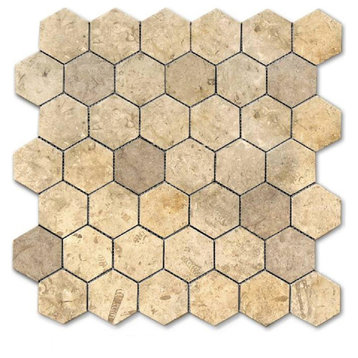 Jerusalem Gray/Gold Honed 2" Hexagon