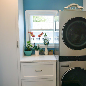 Coastal Galley Kitchen & Laundry Room Remodel
