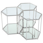 Meridian Furniture - Sei Glass Top End Table with Mirrored Base, Chrome, 3 Piece - This SEI end table set of three puts you in complete control of the look of your space. Use a single table for a small space, or put together two or more tables for an expanded look when game night requires extra room for you to spread out. The beautiful chrome frame holds a glass top with mirrored base and parallel mirrored bottom shelf. The modular design lets you connect as many tables as you need for a custom solution to your requirements.