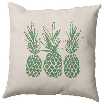 26" x 26" Pineapples Decorative Throw Pillow, Sage