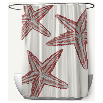 Starfish Constellation Ligonberry Red 70" w x 73" h Shower Curtain