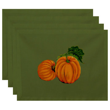 18x14" Pumpkin Patch, Holiday Print Placemat, Orange, Set of 4