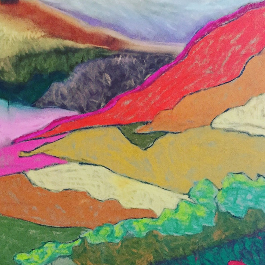 #3 -Series of 4 Pastel Lanscapes Matted in Vintage Frames