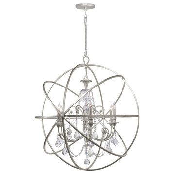 Crystorama 9219-OS-CL-SAQ, 6 Light Chandelier - Olde Silver