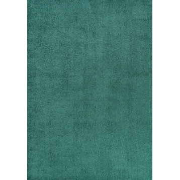 Haze Solid Low-Pile Runner Rug, Emerald, 3 X 5