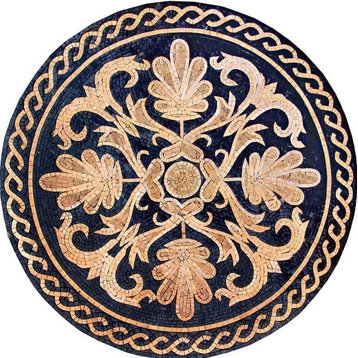 Roman Flower Mosaic, Rida, 24" X 24"