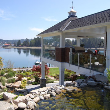 Porch overlook waterfront home at Fox Island