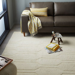Honeycomb Textured Wool Rug - Ivory - Area Rugs