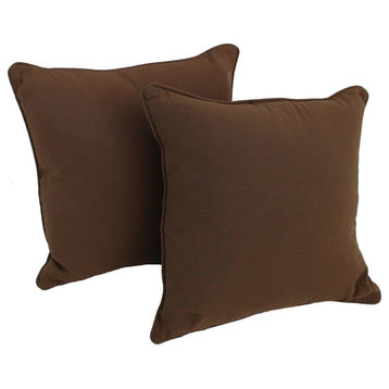 18" Double-Corded Solid Twill Square Throw Pillows With Inserts, Set of 2