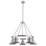 Craftmade - Union 5-Light Chandelier in Satin Aluminum - Adding a warm and welcoming touch to your home, the Union Collection with its clean and uncluttered styling reminiscent of vintage farmhouse lighting is built to last indoors or out with superior UV protection against fading.  This light requires 5 , 60 Watt Bulbs (Not Included) UL Certified.