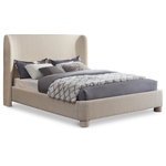 Meridian Furniture - Penny Bed, Beige, Full, Linen Textured Fabric - Breathe new life into your bedroom decor with the Penny Polyester Fabric Full Bed. This stunning bed is upholstered in a luxurious beige linen textured fabric with a beautiful two-tone beige and white weave, adding a touch of elegance to your space. The curved headboard provides a comfortable and supportive backrest while adding a stylish focal point to your bedroom decor. Upgrade your sleeping experience with this fully upholstered bed and indulge in a peaceful night's sleep.