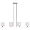 4 Light Island Pendant, Brushed Nickel, Frosted Ribbed Glass