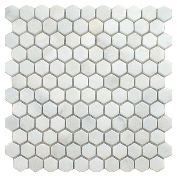 Blanco Marble Hexagon Tiles, 1 Sheet