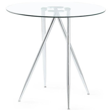 Global Furniture Tempered Glass Bar Table With Chrome Legs 40x40x37" Chrome