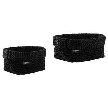 Tela Crochet Storage Basket Set, Black