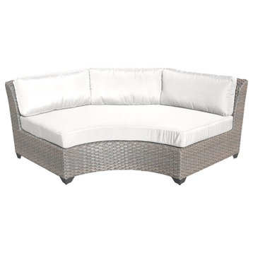 TK Classics Florence Curved Armless Wicker Patio Sofa in White (Set of 2)