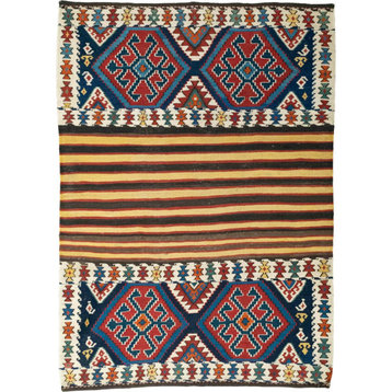 Persian Kilim Fars Ghashghai Antique 4'10"x3'6" Hand Woven Oriental Rug
