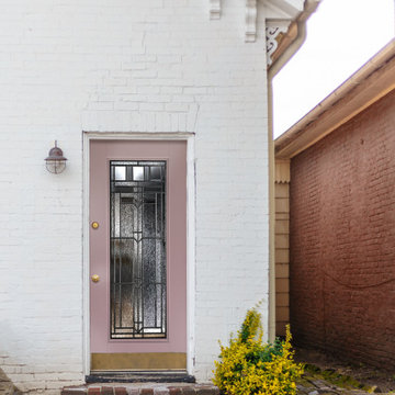 Front Door Ideas | Blush Pink Door | Eclectic Home Inspiration