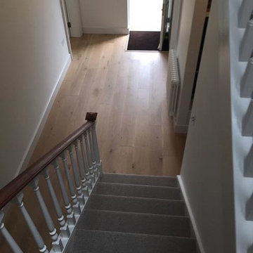 Grey Carpet Installation to Stairs