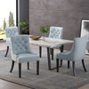 Maggie Contemporary Tufted Dining Chairs (Set of 4), Light Sky/Espresso, Fabric, Rubberwood