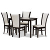 Adley Modern 5-Piece Dark Brown Finished White Faux Leather Dining Set