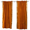 Mustard Yellow Rod Pocket Sheer Sari Curtain / Drape / Panel -60W x 96L-Pair