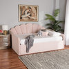 Timila Contemporary Light Pink Velvet Fabric Upholstered Queen Size Daybed