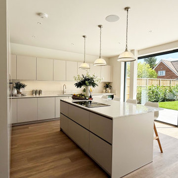 Light Beige Handleless Kitchen in St Albans