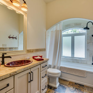 75 Beautiful Travertine Tile Bath With Terrazzo Countertops