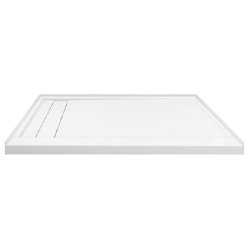 Transolid Linear 60"x32" Shower Base With Left Hand Drain, White
