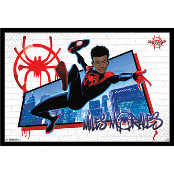Spider-Man: Spider-Verse Miles Poster, Black Framed Version