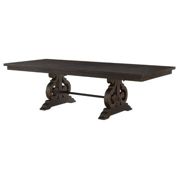 ACME Maisha Rectangular Wooden Dining Table with Leaf in Rustic Walnut