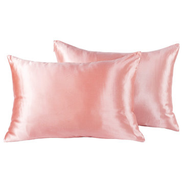 Luxury Silk-Cotton Blend Pillowcase Set of 2, 20'' x 26'', Russet Red