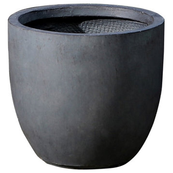 Afuera Living Traditional Round 12.2" Outdoor Planter in Gray