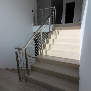 75_Modern Stairway: White Oak & Stainless Steel Balustrade, McLean VA 22101