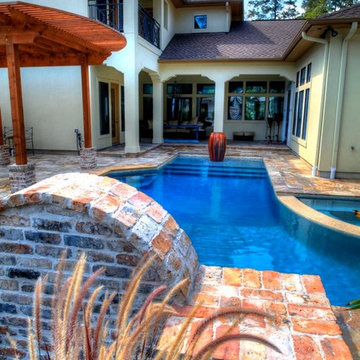 Rectangular Pool 3 - disappearing fountain and pergola
