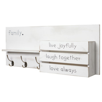 Addie Joy Wood Family Decorative Mail Organizer and Storage Shelf - White