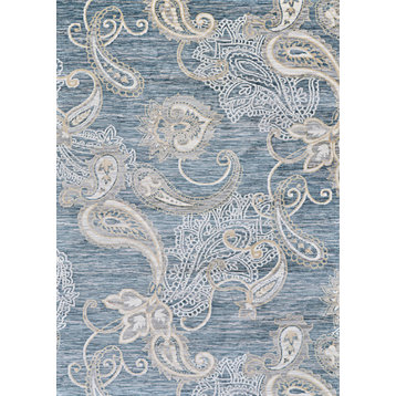 Couristan Nirvana Garden Damask 8047 and 4585 Floral and Country Rug, Graystone